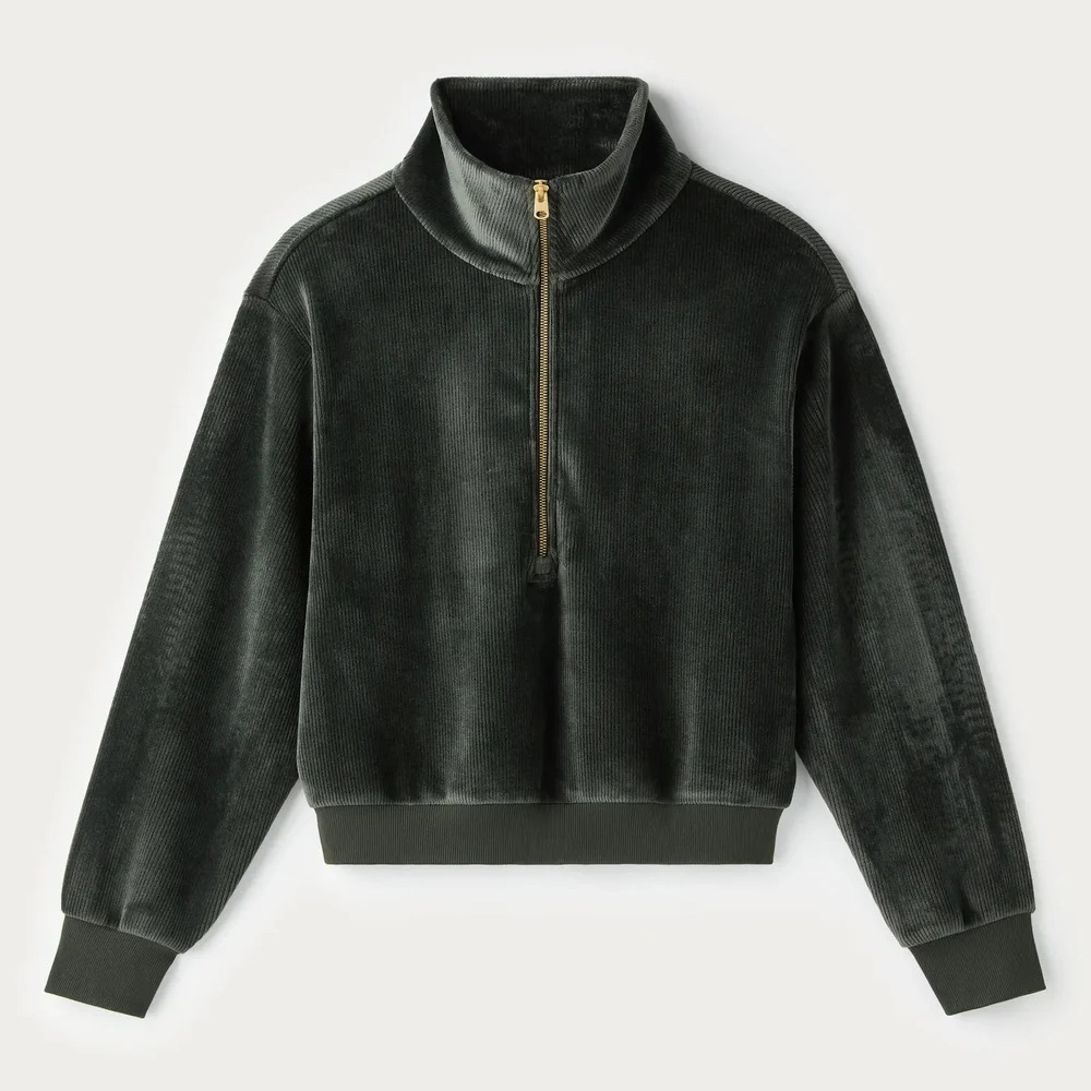 Rhone Plush 1/2 Zip in Dark Moss